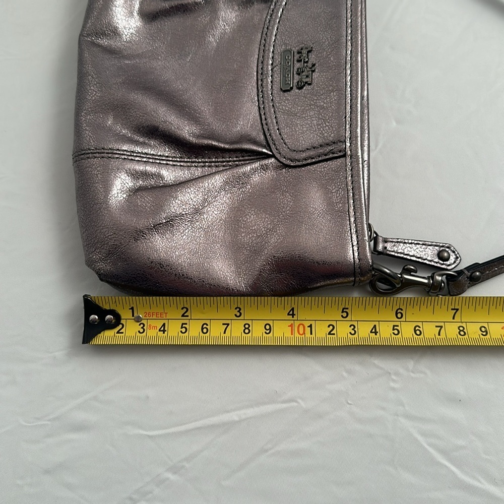 Coach Madison large metallic pewter leather wristlet or clutch evening bag - Picture 7 of 8